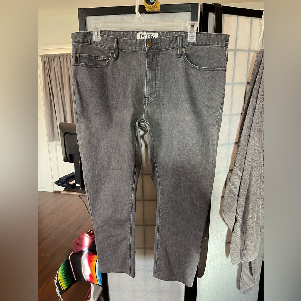 Dapper Boi Men’s Slim Straight Fit Grey  Denim Jeans Size 40 Short 2018